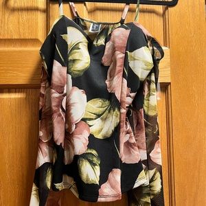 Black blouse off the shoulder with thin straps